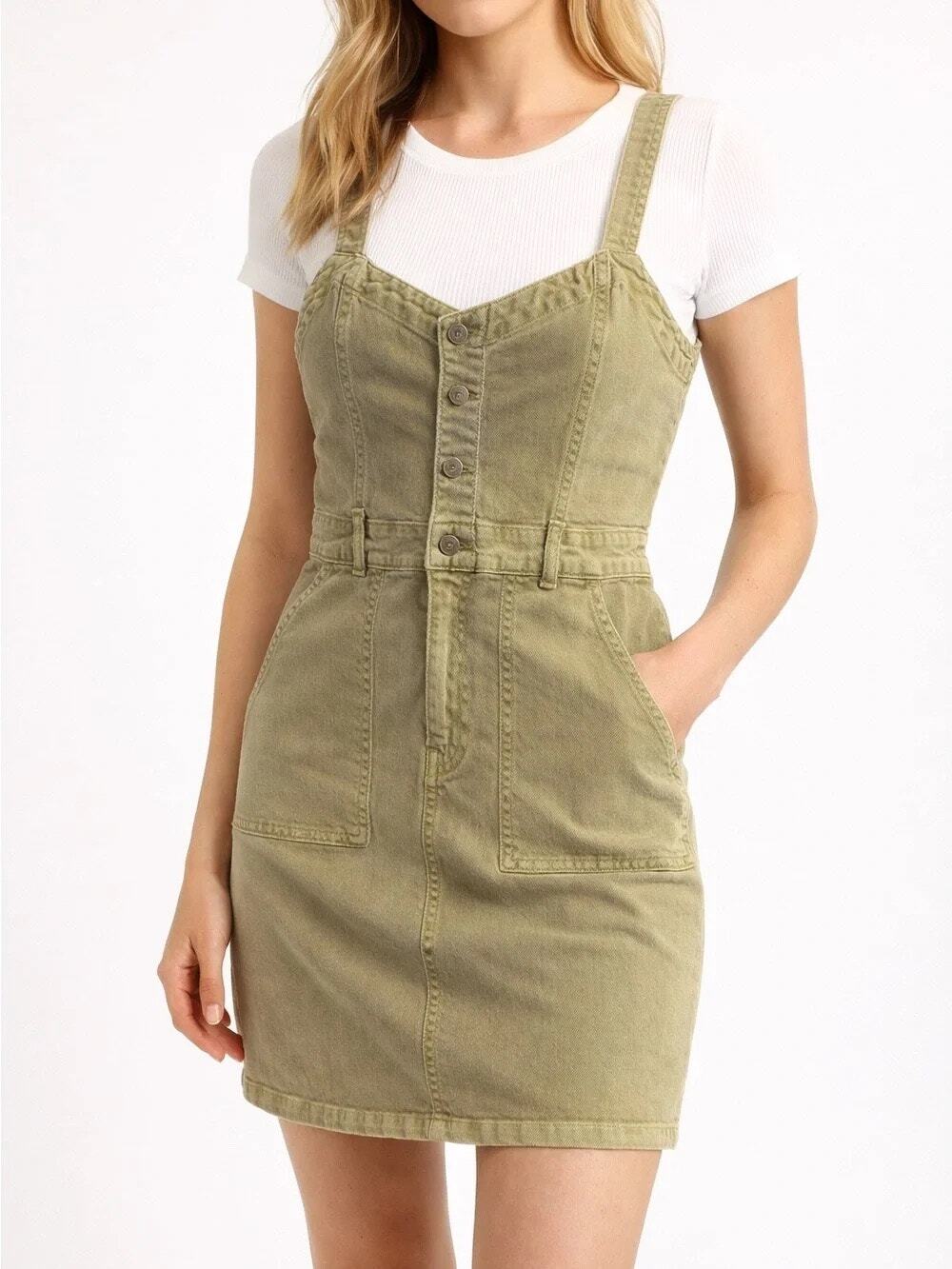 GAP Tan Utility Denim Midi Dress Size 10